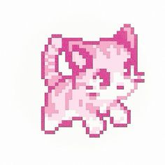 an image of a pink cat pixelated in the shape of a heart on a white background