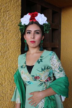 Mexican Flower Crown Headband (Costume Day of the Dead Headpiece Wreath Mexican Wedding Bride Bridal Mexican Flower Crown, Day Of The Dead Headpiece, Headband Costume, Green Costume, Green Costumes, Head Crown, Rose Flower Crown, Mexican Flowers, Flower Crown Headband