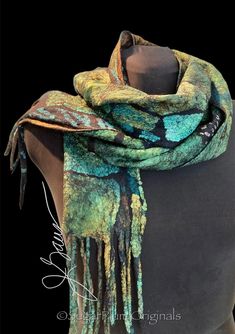 Nuno Felted Scarf - Etsy Felt Fashion, Nuno Felt Scarf, Felted Scarf, Felted Scarves, Nuno Felting, Wet Felting, Felt Crafts, Wyoming, Fiber Art