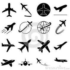 black and white airplane silhouettes