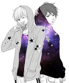 two people standing next to each other with stars on their sleeves and one person holding his head