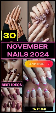 2024 Coffin Nails, Nail Color Ideas 2024, Elegant November Nails, Fall Gel Nails Ideas Autumn 2024, November Gel Nails, November Nails Ideas 2024, 2024 Nail Designs, Nail Designs November