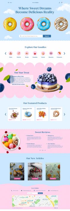 the website design is designed to look like it has donuts on top and bottom