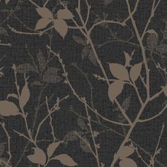 a tree branch with leaves on it in brown and black wallpaper design by graham & son