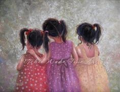 Three Sisters Art, Sisters Painting, Friends Painting, Girls Bedroom Art, Sisters Art, Three Girls, Childrens Wall Art, Girls Wall Art, Painting Of Girl