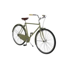 a green bicycle is shown against a white background