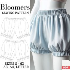 Victorian-inspired Women's Bloomer Shorts Easy Plus Size Sewing Pattern S-6X PDF Vintage Pettipants & Underwear A3, A4, Letter - Etsy Plus Size Bloomers Pattern, Medival Shorts, Bloomer Shorts Pattern, Pettipants Pattern, Clown Ideas, Shorts Sewing Pattern, Shorts Sewing, Bloomer Shorts, Plus Size Sewing Patterns