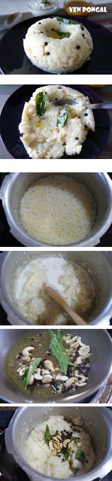 four pictures showing different stages of cooking food