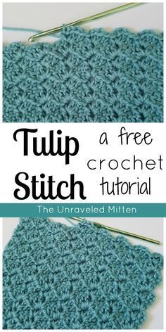 the crochet stitch is being used to make an applique for a scarf