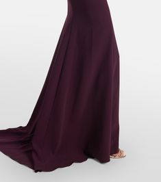 Layla crystal-embellished crêpe gown in purple - Jenny Packham | Mytheresa Formal Pre-draped Crepe Dress, Floor-length Maxi Dress With Flattering Silhouette For Weddings, Flattering Floor-length Maxi Dress For Weddings, Elegant Full Length Chiffon Dress, Evening Chiffon Full-length Dress, Full Length Chiffon Evening Dress, Formal Full Length Chiffon Dress, Elegant Embellished Chiffon Maxi Dress, Embellished Chiffon Maxi Dress For Formal Occasions