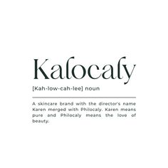 the words kalocafy are written in black and white on a white background