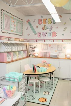 the inside of a children's playroom with lots of toys and decorations on the walls