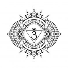 the third chakrah in black and white, with an intricate design around it