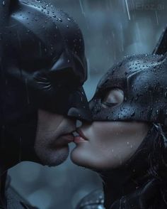 the dark knight and batman kiss in the rain, as if they were kissing each other