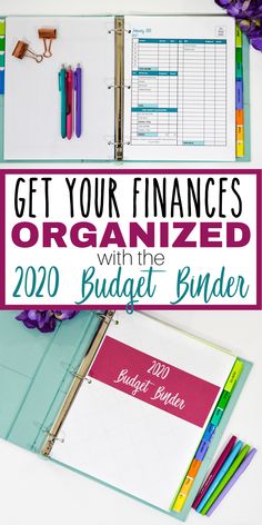 a binder with the text get your finance organized with the budget binder