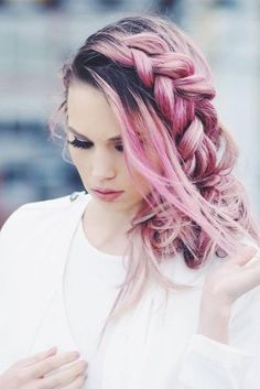 Edgy Long Hair, Long Hair Trends, Girl Hair Colors, Cute Braided Hairstyles, Cool Braid Hairstyles, Pretty Hair Color, Hair Color Pink, Rock Chic