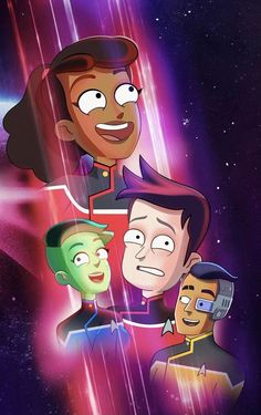 an image of some cartoon characters with space in the background