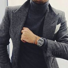 I understand & wish to continue Coat Outfit, Stil Elegant, Fashion Suits, Man Fashion, Winter Jacket Men, Grey Blazer