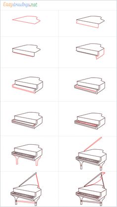 how to draw a piano step by step