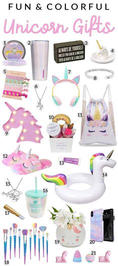 the unicorn gift guide for girls is full of fun and colorful gifts to give her