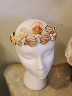 Pearl Crown Mermaid, Seashell Tiara, Queen Mermaid, Seashell Headband, Shell Crown, Yellow Mermaid, Shell Crowns, Seashell Crown, Mermaid Vibes