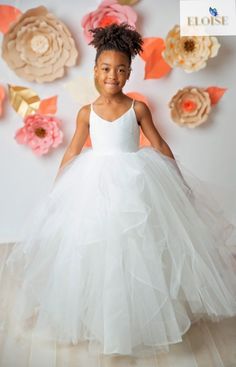 Princess Ball Gown Flower Girl Dress | Girl Tulle Dress | White Girl Dress | Girl Party Dress | Firs Groomsmen Tuxedos, African Weddings, Girls Communion Dresses, Girls Tulle Dress, 1st Communion, First Communion Dress, Girls White Dress, Black Queens, Bride Magazine