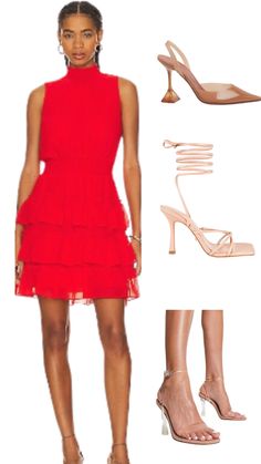 Shoes to wear with red dress , nude shoe with red dress Red Dress Accessories, What Shoes To Wear