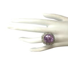 Stamped: 14K White GoldTotal Ring Weight: 13.0 GramsRing Length: N/ARing Width: N/AGemstone Weight: Total Natural Kunzite Weight is 17.98 Carat (Measures: 14.90x14.11 mm)Color: PinkDiamond Weight: Total Natural Diamond Weight is 2.10 CaratColor: F-G, Clarity: VS2-SI1Face Measures: 24.15x24.08 mmSku: [702924W] Diamond White Gemstone Cluster Ring For Formal Occasions, Formal Diamond White Cluster Ring With Gemstone, Round Cubic Zirconia Gemstones For Formal Occasions, Oval Amethyst Ring With Center Stone For Formal Occasions, Formal Amethyst Ring With Round Cut Center Stone, Purple Ring With Center Stone For Formal Occasions, Purple Rings With Center Stone For Formal Occasions, Formal Platinum Rings With Accent Stones, Wedding White Gold Gemstones With Diamond Accents