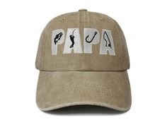 PRICES MAY VARY. ★ 【Stylish Design】 Want to make your fishing papa feel extra special? Celebrate the love and warmth of fatherhood with our baseball caps! They feature the meaningful daddy/Pops quote 'PAPA' with a fish and a fish hook embroidered on the front of washed khaki dad hats. A reel cool gift for a father who is a fisherman and loves fishing for trout, bass, and salmon with fishing lures, reeling in the outdoors. It's a perfect gift for that special fishing-loving pawpaw in your life. ★ Casual Trucker Hat With Curved Bill For Fishing, Casual Trucker Hat For Fishing With Curved Bill, Trucker Baseball Cap For Fishing, Trucker Snapback Baseball Cap For Fishing, Fishing Trucker Hat, Fishing Hats, Caps For Men, Black Baseball Cap, Hat For Men