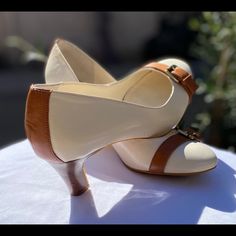 Nw Lrl Vtg Style Heels, Sz 8.5 This Is A Brand New Item Never Been Worn Before Seating In My Closet. Leather Shell With Anti Slip Tech Outsole. You Will Love The Way You Look Guaranteed. The Color Is Cream And Brown. Just Lit! Please No Low Ball Offer Thx Classic Beige Heels With 4-inch Heel, Cream Low Heel Court Shoes With Branded Heel Counter, Cream Low Heel Court Shoes With Branded Heel, Classic Beige Heels With Padded Heel, Classic Cream Heels With Padded Heel, Classic Cream High Heel Shoes, Classic Beige Almond Toe Heels, Classic Cream Court Shoes For Spring, Classic Cream Heels With 4-inch Heel