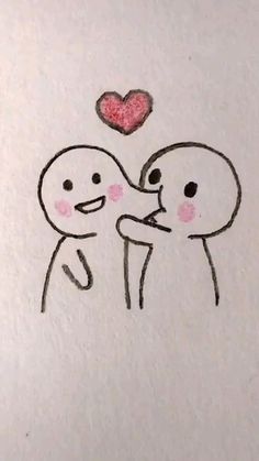 two stickers that have been drawn to look like they are hugging