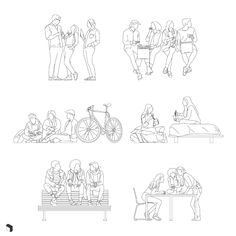 Cad Group People 3 DWG | Toffu Co People Photoshop, Landscape Architecture Graphics, Doodle People, Vector Doodle, Drawing Block, Architecture People, Vector People, People Figures, Architecture Graphics