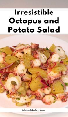 Octopus and Potato Salad Recipe Italian Octopus, Octopus Salad Recipe, Cooking Octopus, Seafood Delight, Food Tables, Octopus Salad, Red Onion Relish, Potato Salad Recipe, Onion Relish