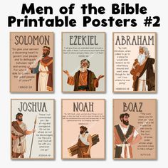 four different posters with men of the bible