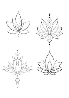 four different types of lotus tattoos