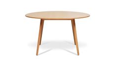 a wooden table with two legs and a small round top on an isolated white background