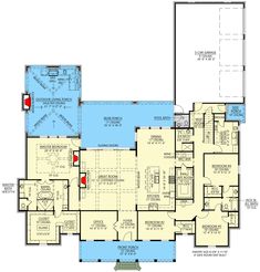 the first floor plan for this house shows the living area and dining room, as well as