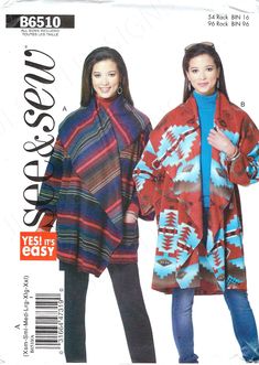 two women's coats on the cover of a sewing pattern