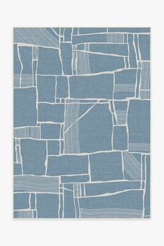 a blue and white abstract painting with lines on the surface, in shades of gray