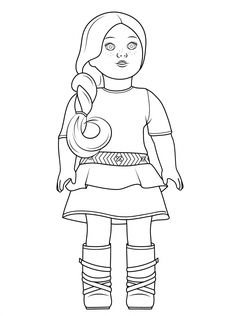 a girl with long hair and boots is holding a snake in her hand coloring page