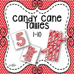 the candy cane tailies are red and white with black letters on it, along with two