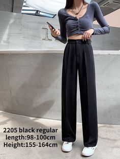 Waist Type: HIGHStyle: CasualSeason: SummerPattern Type: SolidPant Style: StraightOrigin: CN(Origin)Material: PolyesterLength: Full LengthGender: WOMENFront Style: FlatFit Type: LOOSEFabric Type: BroadclothDecoration: ButtonClosure Type: Button FlyBrand Name: IngvnAge: Ages 18-35 Years Old Suggestion: The long is 6cm longer than the regular, the regular whose height is less than 163cm, and the long if the height is above 164cm. "2205 "is double pleated,Thank you Loose Wide Leg Pants, Spring Trends Outfits, Suit Pant, Long Trousers, Pantalon Large, Wide Leg Trousers, Haiti, Auburn, Fashion Pants