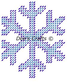 a cross stitch snowflake pattern in blue and white, on a white background