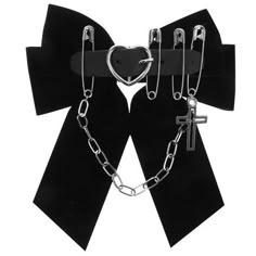 Description Embrace the spirit of Halloween with our Punk Cross Chain Bow Hair Clip. This accessory combines the edgy elements of punk culture with the dark elegance of gothic fashion. Crafted from durable alloy and leather, it promises longevity and resistance to fading. for adding a unique touch to your Halloween costume or everyday outfit. Features -Color:Black -Material:Zinc alloy, PU, polyester -Size:15.00X13.50X2.50cm/5.89X5.31X0.98in -Dive into the world of punk fashion with this unique a Edgy Hair Accessories, Gothic Hair Clips, Alt Hair Accessories, Anime Hair Accessories, Occult Accessories, Safety Pin Hair Clip, Horror Punk Fashion, Gothic Hair Accessories