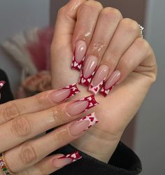 Cute Valentine’s Day Nails Pink, Valentines Day Inspo Nails, Red Nail Valentines Day, Pink Red Valentine Nails, Fun Valentines Nails Pink, Red Valentine Nails Acrylic Short, Valentine Pink Nails, Red And Pink Nails Valentines Day, Valentine’s Day Nails Red