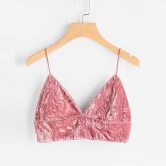 Women's Summer Velvet Bra - Zorket Club Decoration, Velvet Bra, Pink Bra, Cropped Style, Natural Color, Summer Women, String Bikinis, Spaghetti Strap, Camisole Top