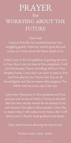 the prayer for praying about the future