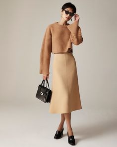 J.Crew: Spring Street Cropped Ribbed Cashmere Crewneck Sweater For Women J Crew Cashmere Sweater, Jcrew Style Inspiration, Tree Farm Minis, Mellow Autumn, J Crew Outfits, J Crew Women, Winter Tree, Cropped Crewneck, J Crew Style