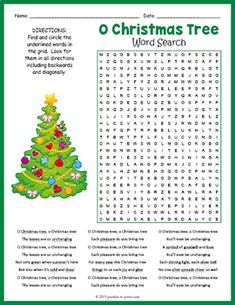 the christmas tree word search page