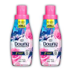 two bottles of downy hand sanitizer on a white background with pink flowers